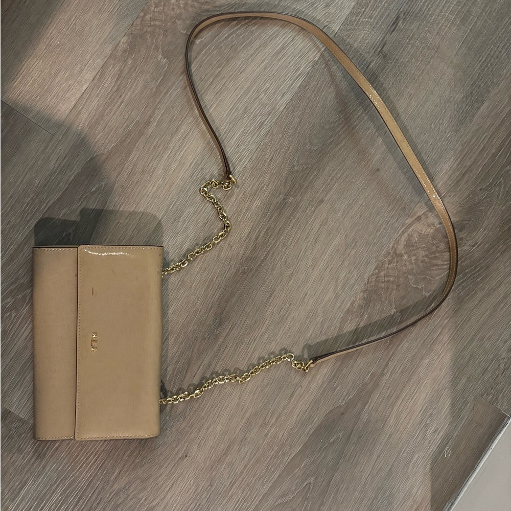 Lauren Ralph Lauren Tan Crossbody Bag with Gold Chain